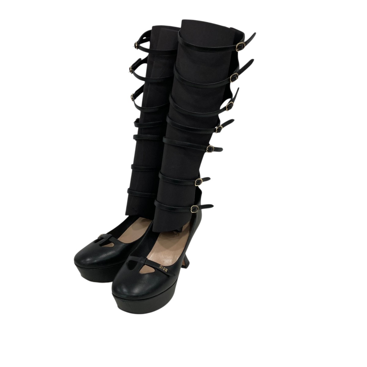 【中古】Christian Dior ボンテージ ロングブーツ MC0123 黒いこと 大きさ：38 【190426】（ディオール）