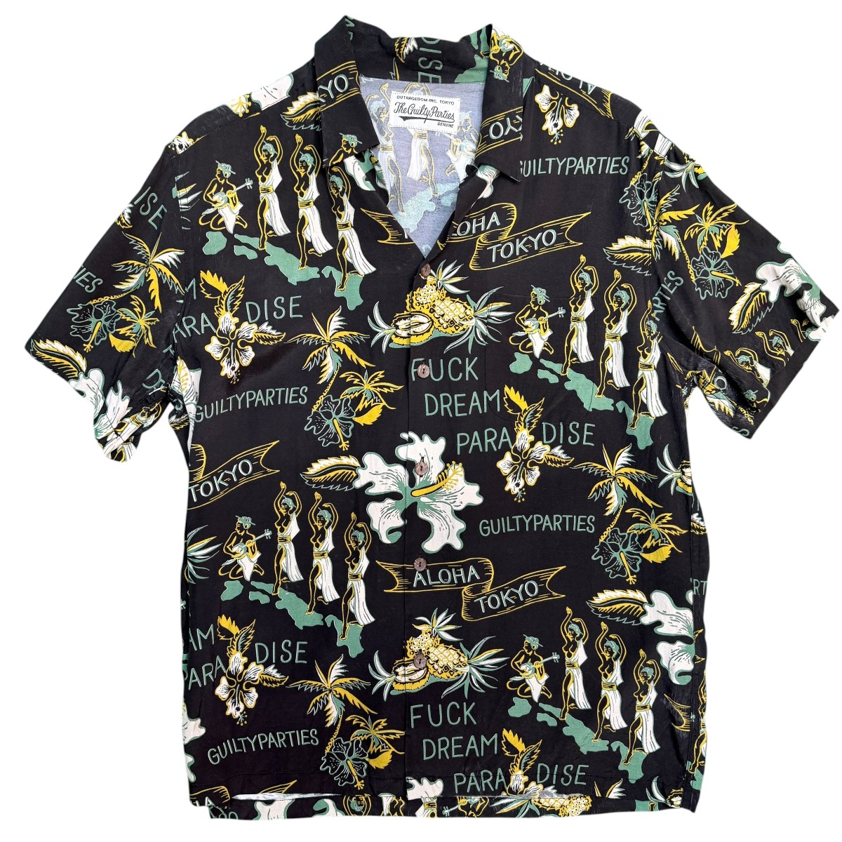 【中古】\u003cBR\u003eWACKO MARIA\u003cBR\u003e17SS／ FUCK DREAM PARADISE S／S ／半袖アロハシャツ 黒いこと 大きさ：XL\u003cBR\u003e【必要経費思いかえす】