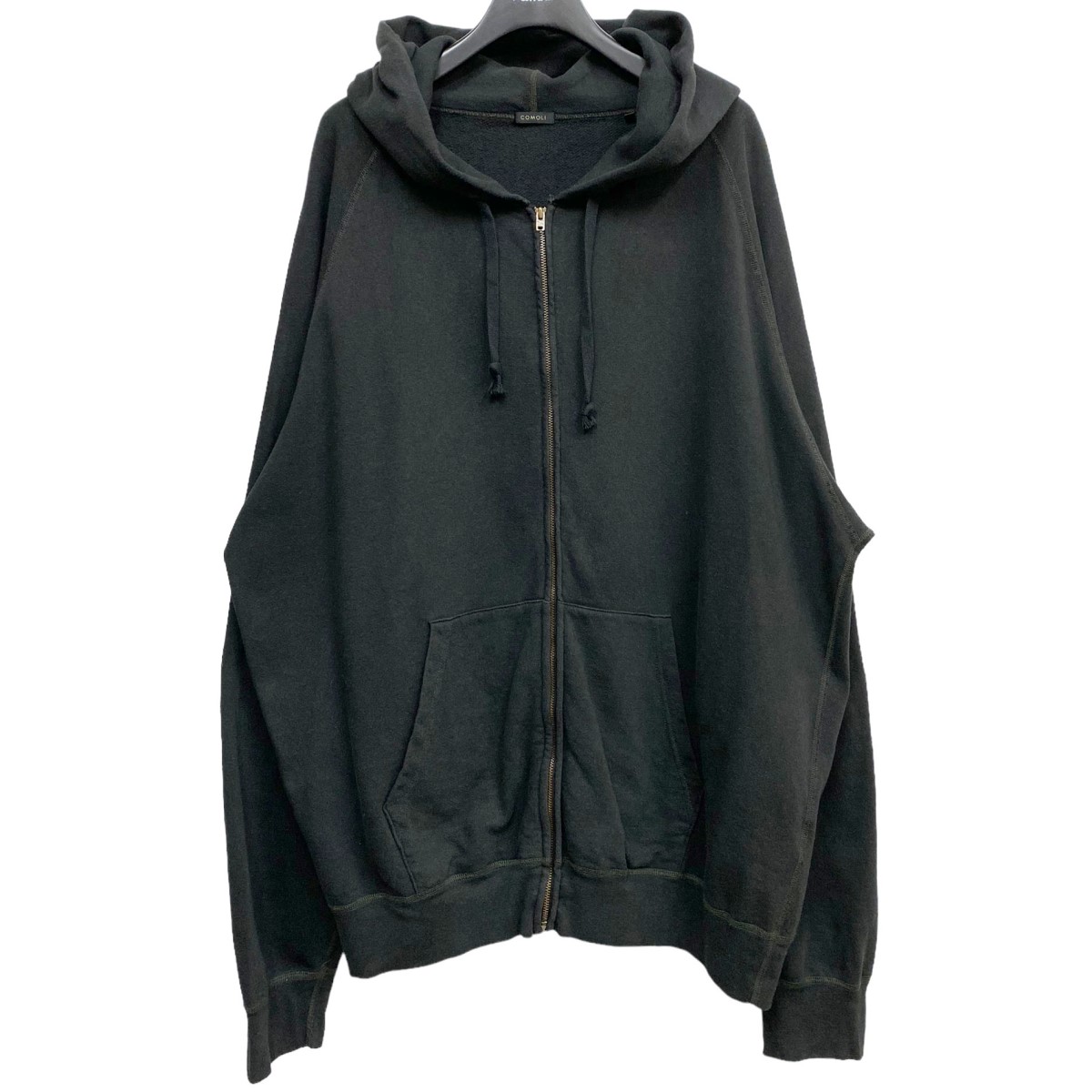 【中古】 COMOLI　 24SS 製品染 裏毛 ジップパーカ ブラック サイズ：4 【180426】（コモリ）