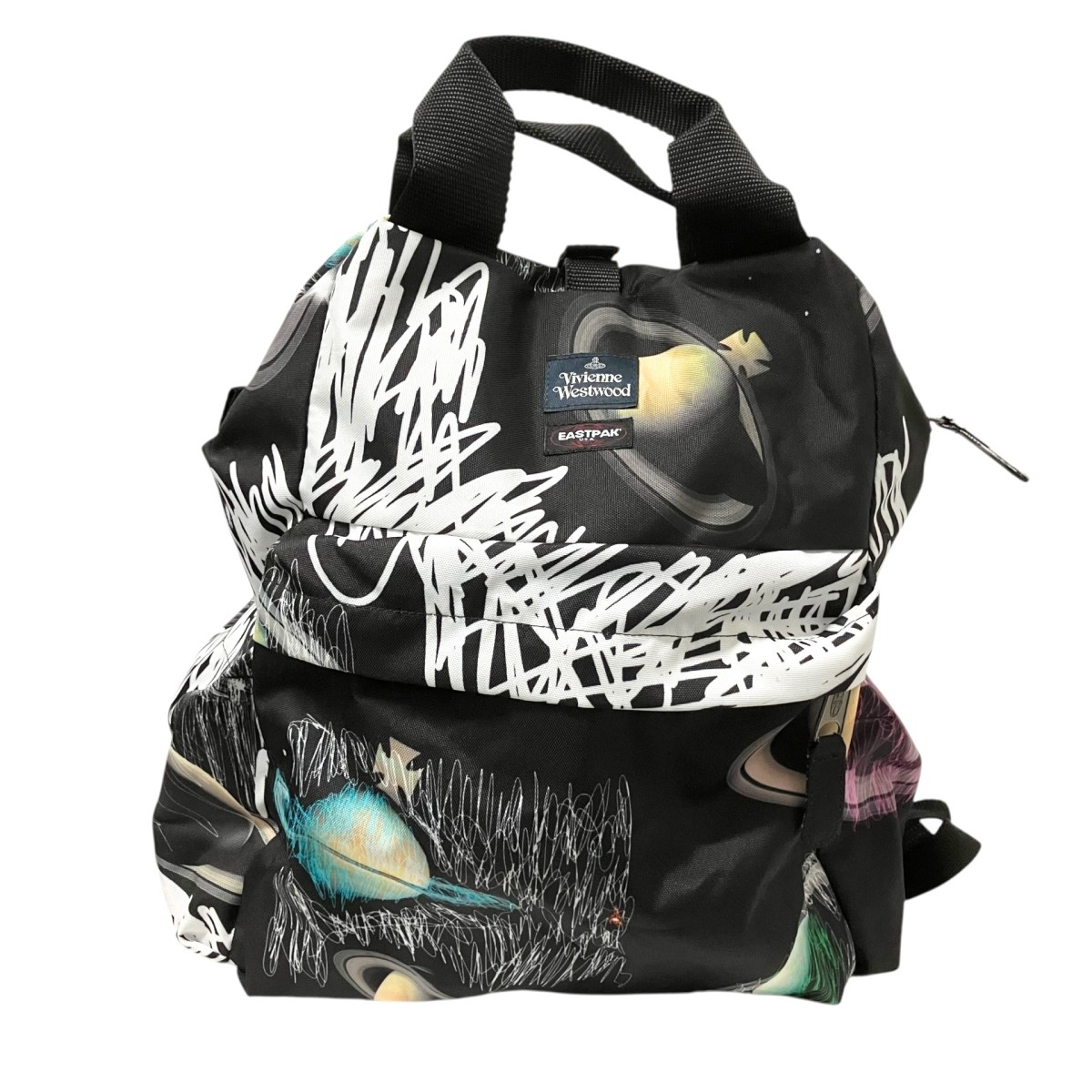 【中古】EASTPAK&times;Vivienne Westwood　Jessica リュックサック ブラック 【190426】（イーストパック&times;ヴィヴィアンウエストウッド）｜ブランド古着のカインドオル