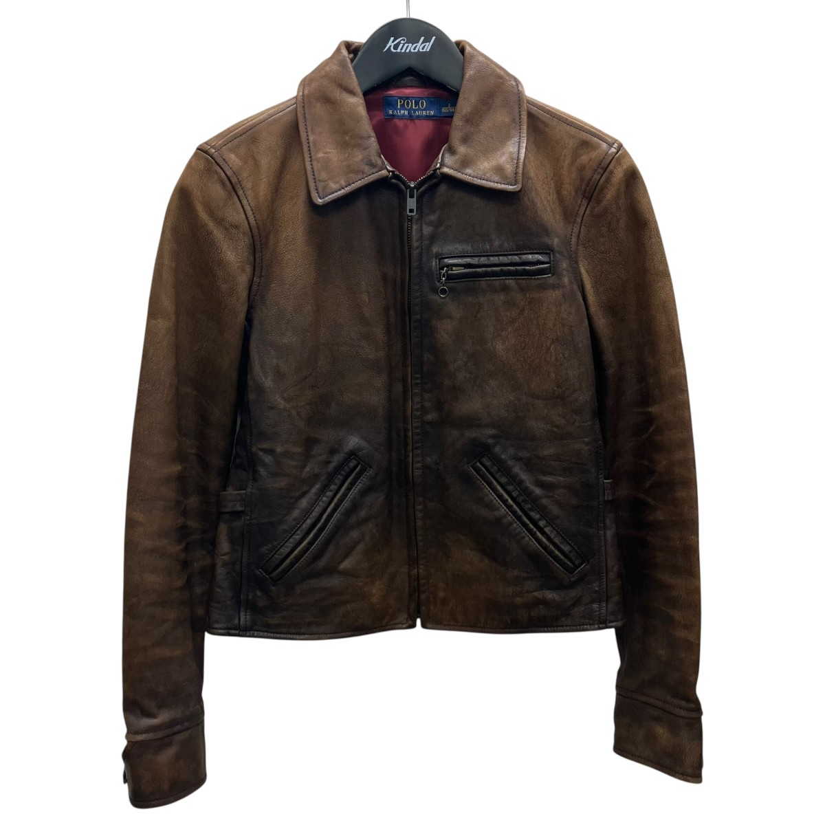 【中古】 POLO RALPH LAUREN　 レザージャケット ブラウン サイズ：2 【190426】（ポロラルフローレン）