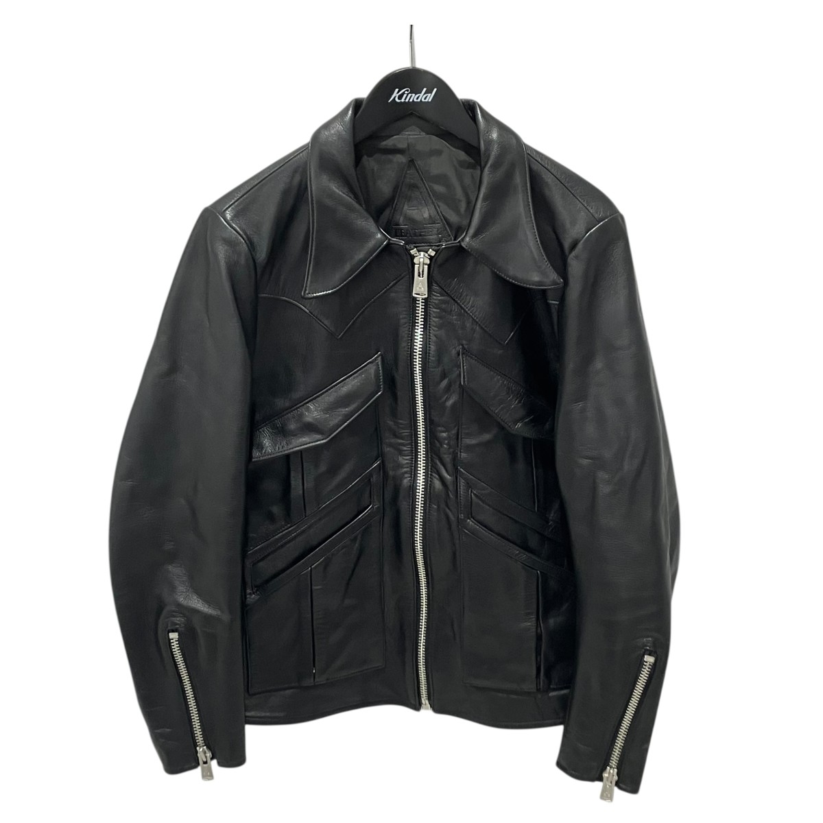【中古】A LEATHER Music Jacket なめし革上衣 ALM2103 黒いこと 大きさ：54 【270526】（エーレザー）