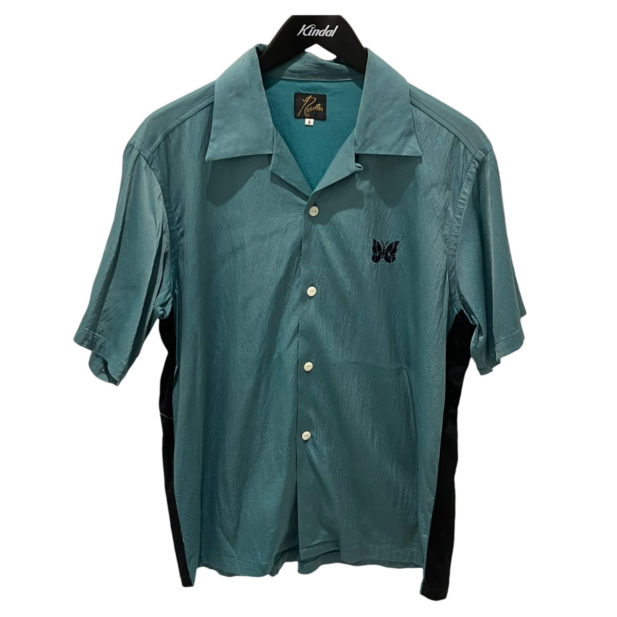 【中古】Needles 22SS STUDIOUS別注 Papillon Emb． S S shirt 半袖プルオーバー KP339 青色×黒いこと 大きさ：S 【190426】（ニードルズ）
