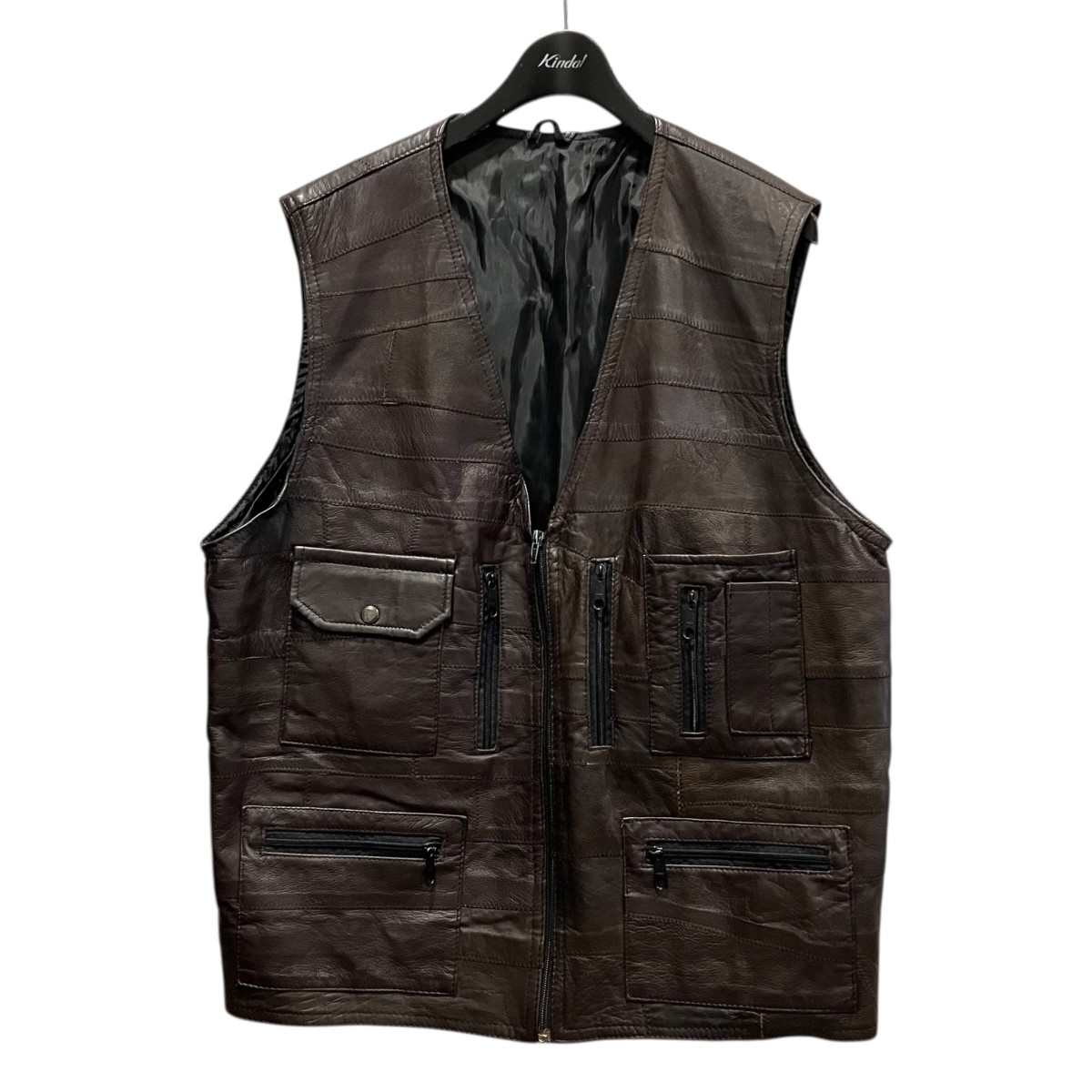 【中古】 GIOVANI　 パッチワークレザーベスト ブラウン サイズ：1 【190426】（ジオヴァニ）