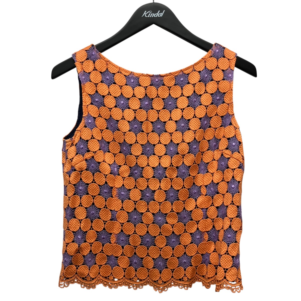 【中古】 ROBE DE CHAMBRE COMME DES GARCONS　 AD2000 刺繍レースベスト オレンジ×パープル サイズ：S 【190426】（ローブドシャンブルコムデギャルソン）
