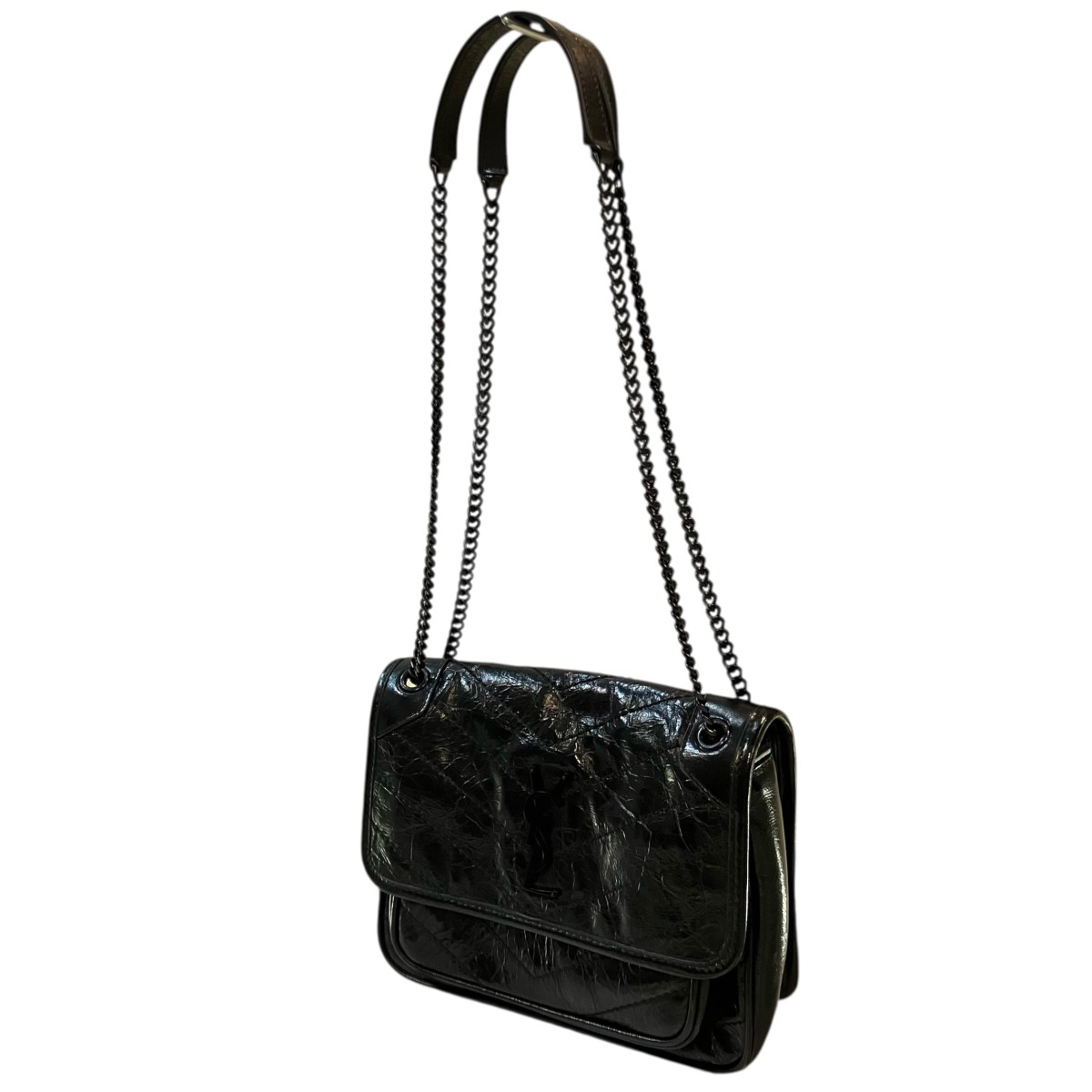 【中古】Saint Laurent Paris 「NIKI BABY」 チェーン店ハンドバック 633185 黒いこと 大きさ：もの言う花 【200426】（サンローランパリ）