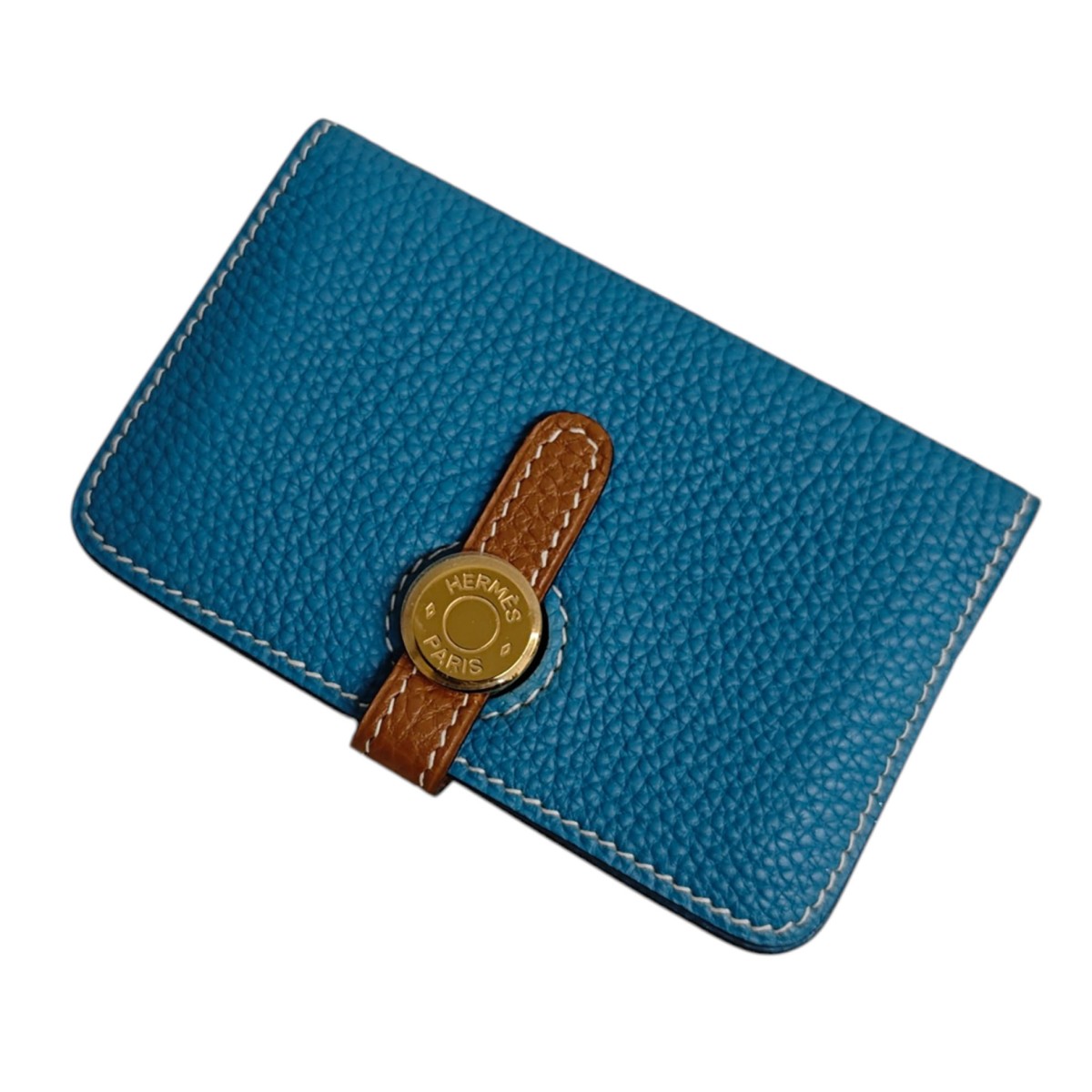 【中古】HERMES ドゴン コインケース 青み×赤銅色 【190426】（エルメス）