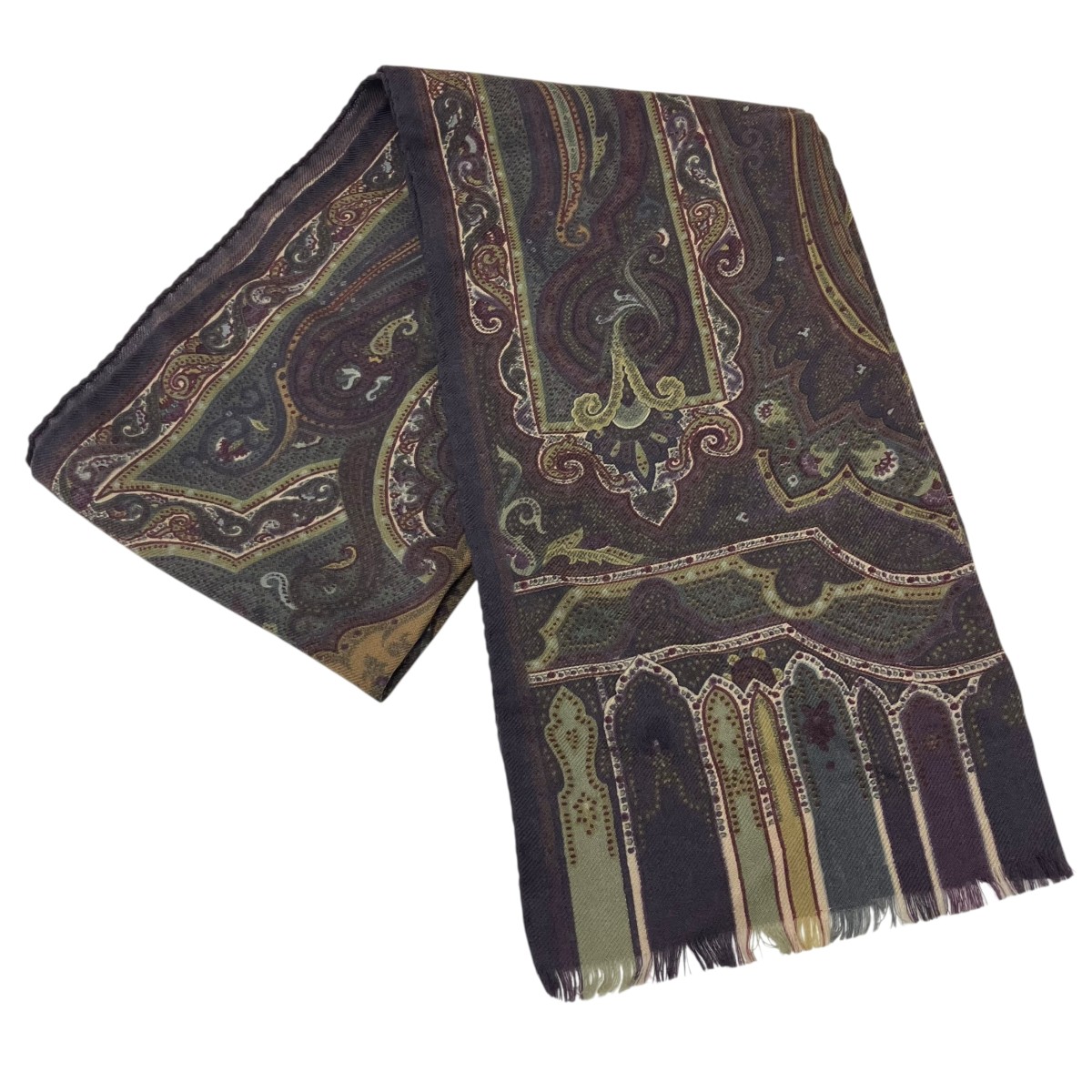 【中古】ETRO 地絹混総柄袈裟 赤銅色 【200426】（エトロ）