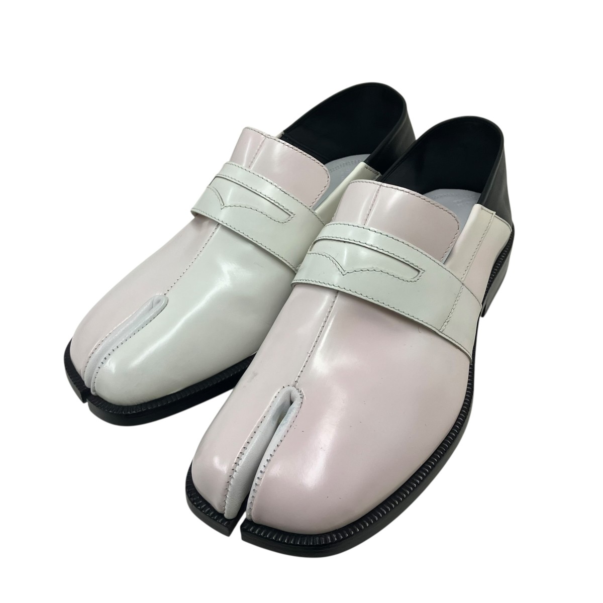 【中古】Maison Margiela TABI 足袋置き目毛革 白いこと×黒いこと 大きさ：36 【200426】（メゾンマルジェラ）