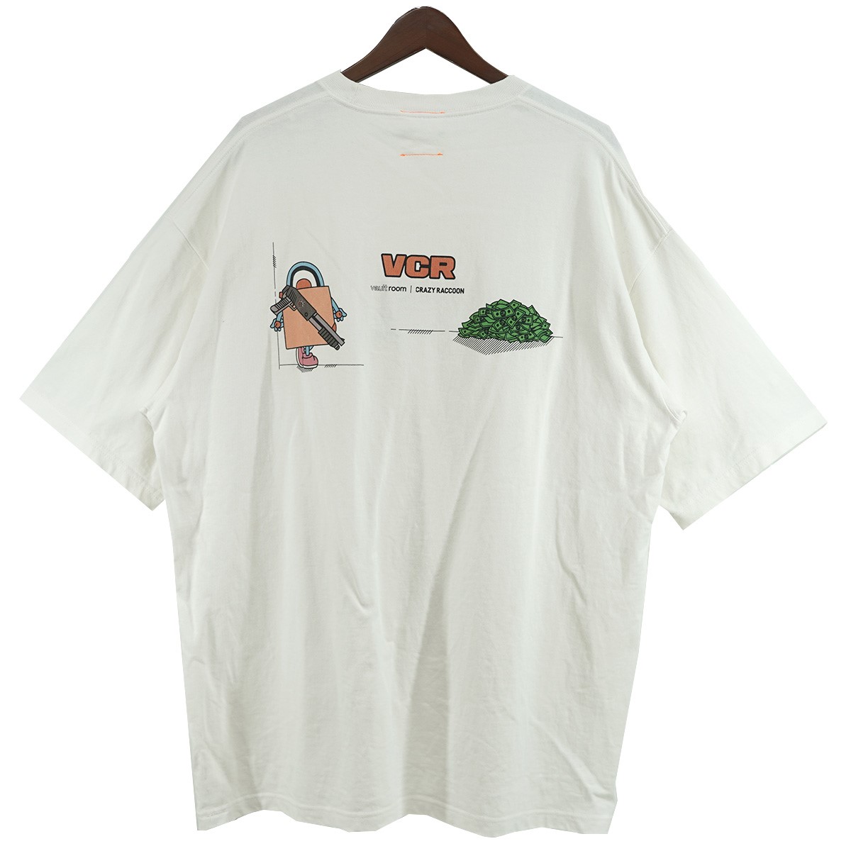 【中古】 Vaultroom　 23AW Crazy Raccoon VCR TEE プロゲーミングチーム ロゴ Tシャツ ホワイト サイズ：XL 【200426】（ボルトルーム）