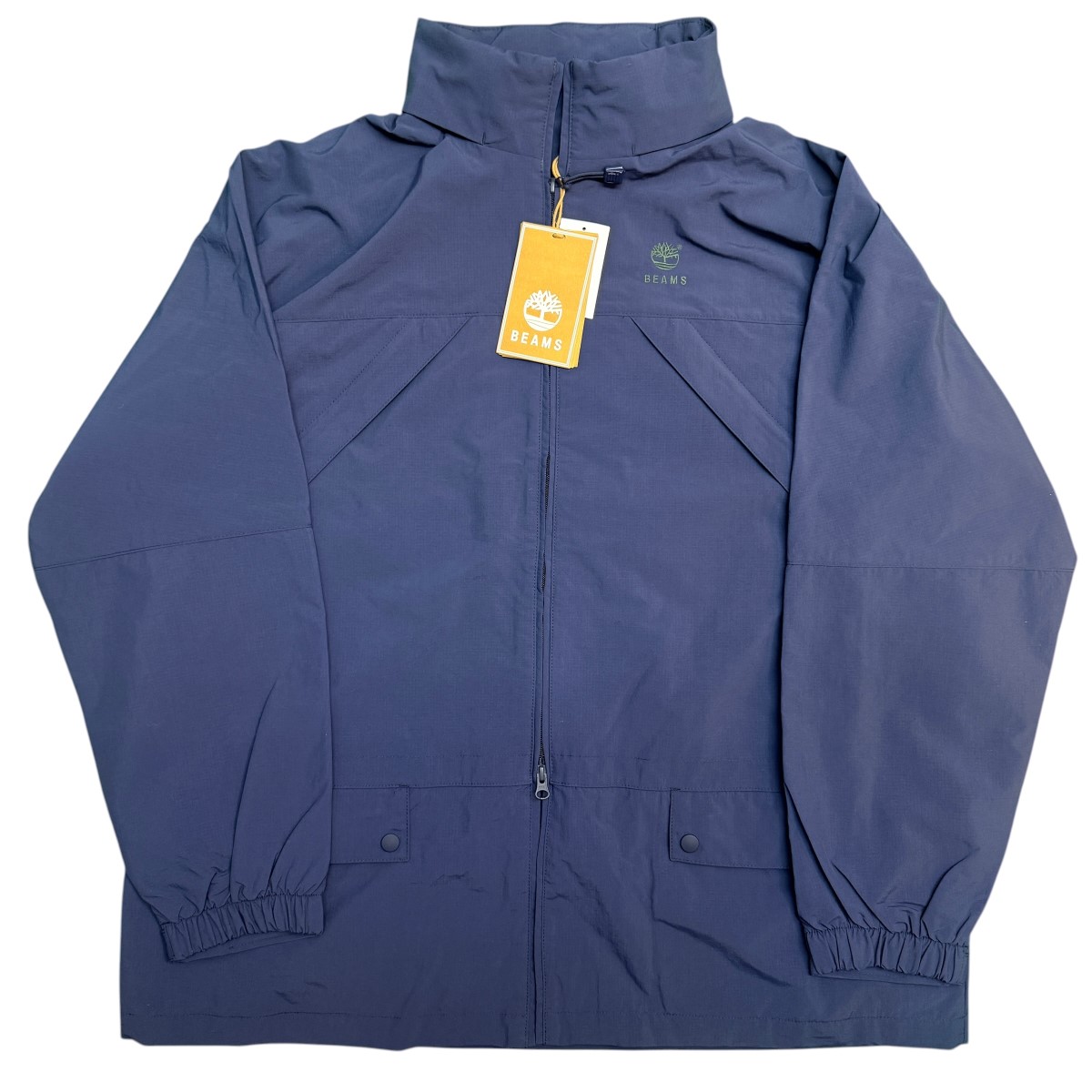 【中古】BEAMS×Timberland26SS/ 50周年別注Nylon Jacket PEACOAT /コラボナイロンジャケット 品タグ無し 11-18-6845-106 ネイビーブルー サイズ:L【価格見直し】|ブランド古着のカインドオル