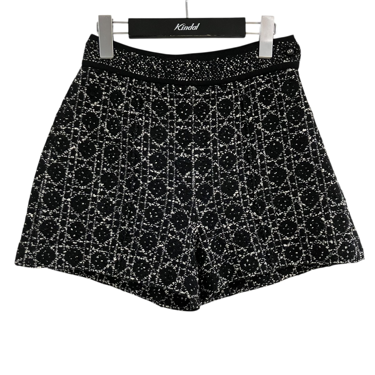 【中古】Christian Dior マクロカナージュ 綿織物交ぜあわせる ツィード編み物 遊撃手ズボン下 黒いこと×白いこと 大きさ：F 【210426】（ディオール）