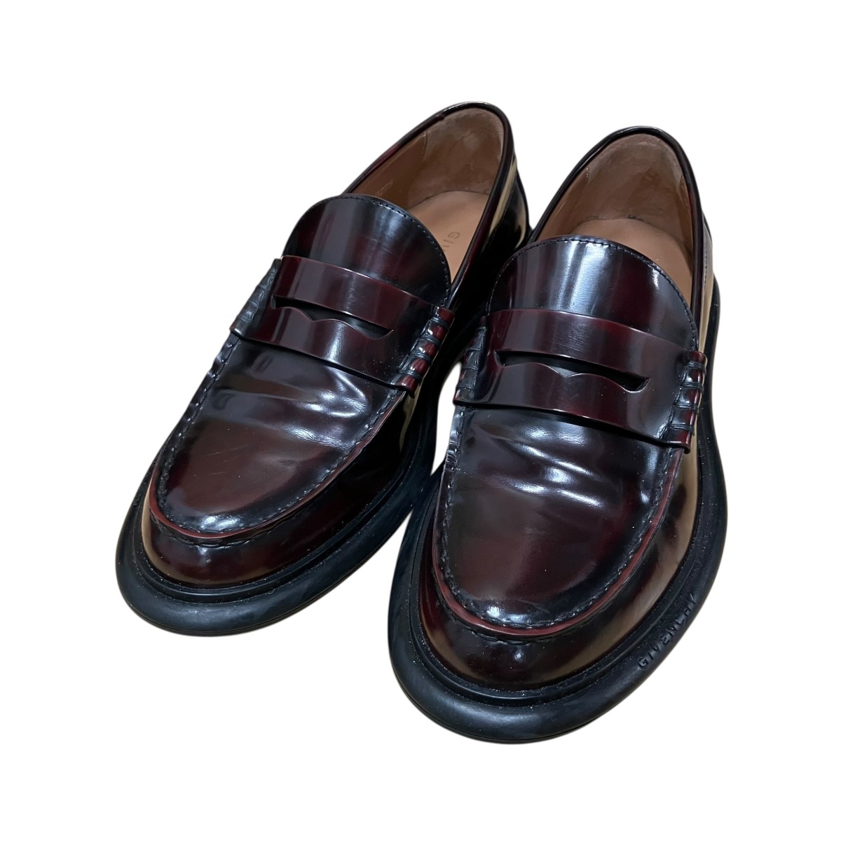 【中古】GIVENCHY ジェント ブラッシュドレザー 置き目毛皮 バーガンディー 大きさ：L 【210426】（ジバンシィ）