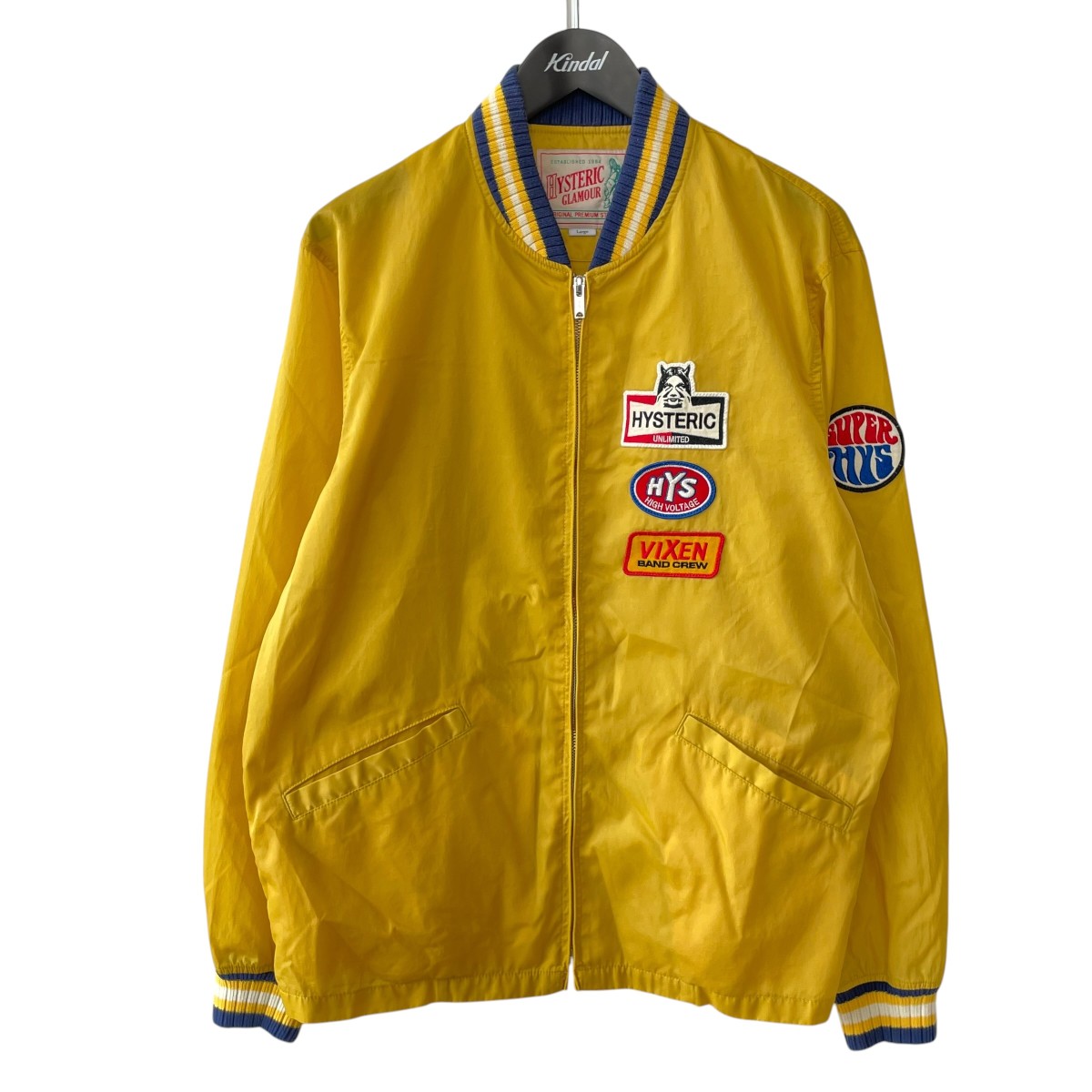 【中古】 Hysteric Glamour　 HG SPARKS レーシングジャケット 02201AB02 イエロー サイズ：L 【210426】（ヒステリックグラマー）