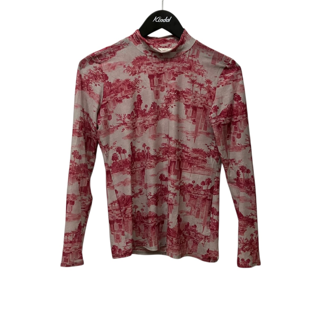 【中古】beautiful people フォレストウォールペーパージャージーハイネックトップ グラフィックシアーカットソー 1115110003 赤いこと×薄墨色 大いさ：36 【210426】（ビューティフルピープル）