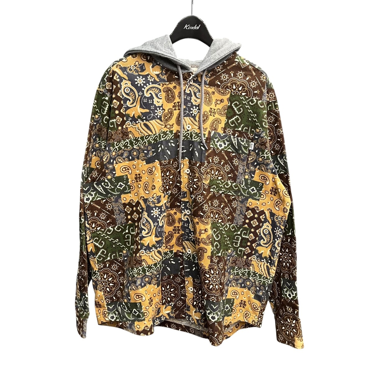 【中古】 HUF　 PATCHWORK CORD HOODED JACKET シャツパーカー WJK0028 ベージュ×ブラウン サイズ：M 【210426】（ハフ）