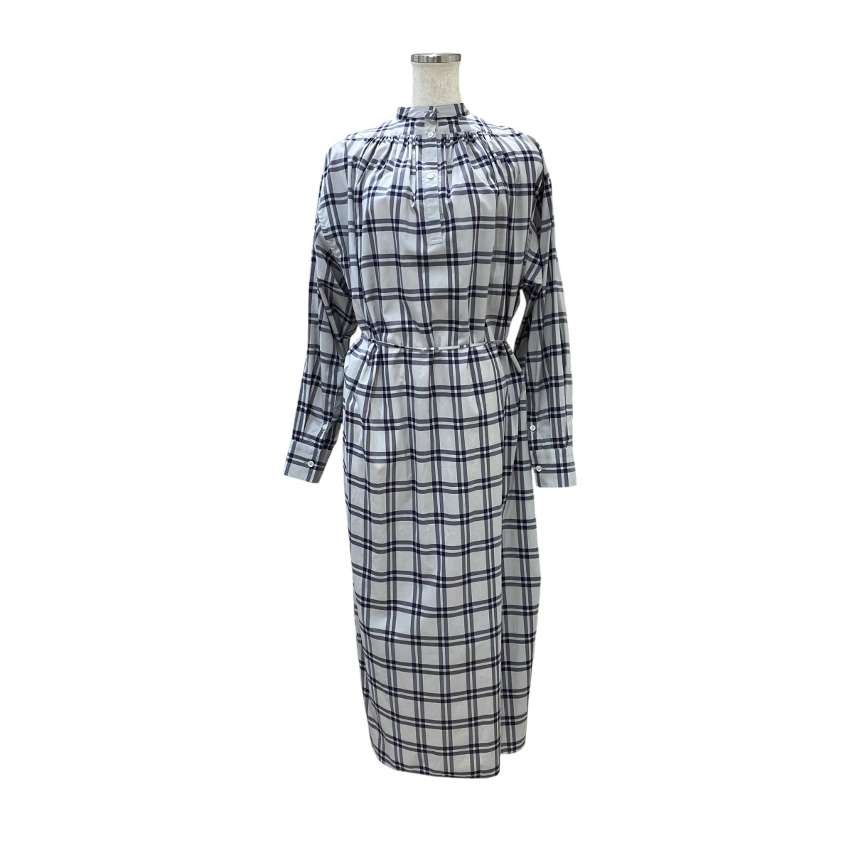 【中古】HYKE　CHECKED BIB FRONT SHIRT DRESS 202-15117 グレー サイズ：1 【210426】（ハイク）｜ブランド古着のカインドオル