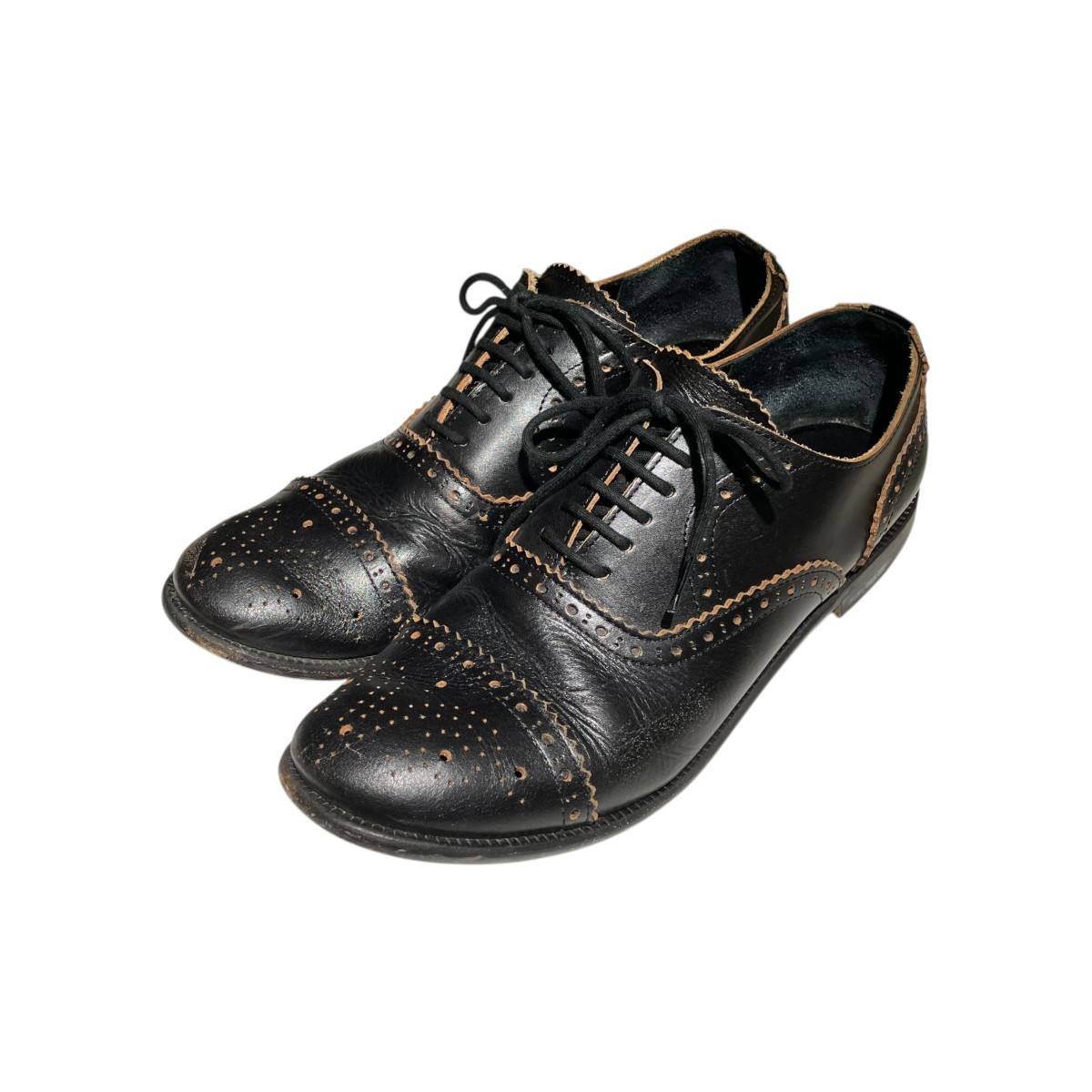 【中古】\u003cBR\u003eCOMME des GARCONS HOMME PLUS\u003cBR\u003eメダリオン ストレートチップシューズ 黒いこと 大いさ：26 1/2\u003cBR\u003e【通貨価値思いなおす】