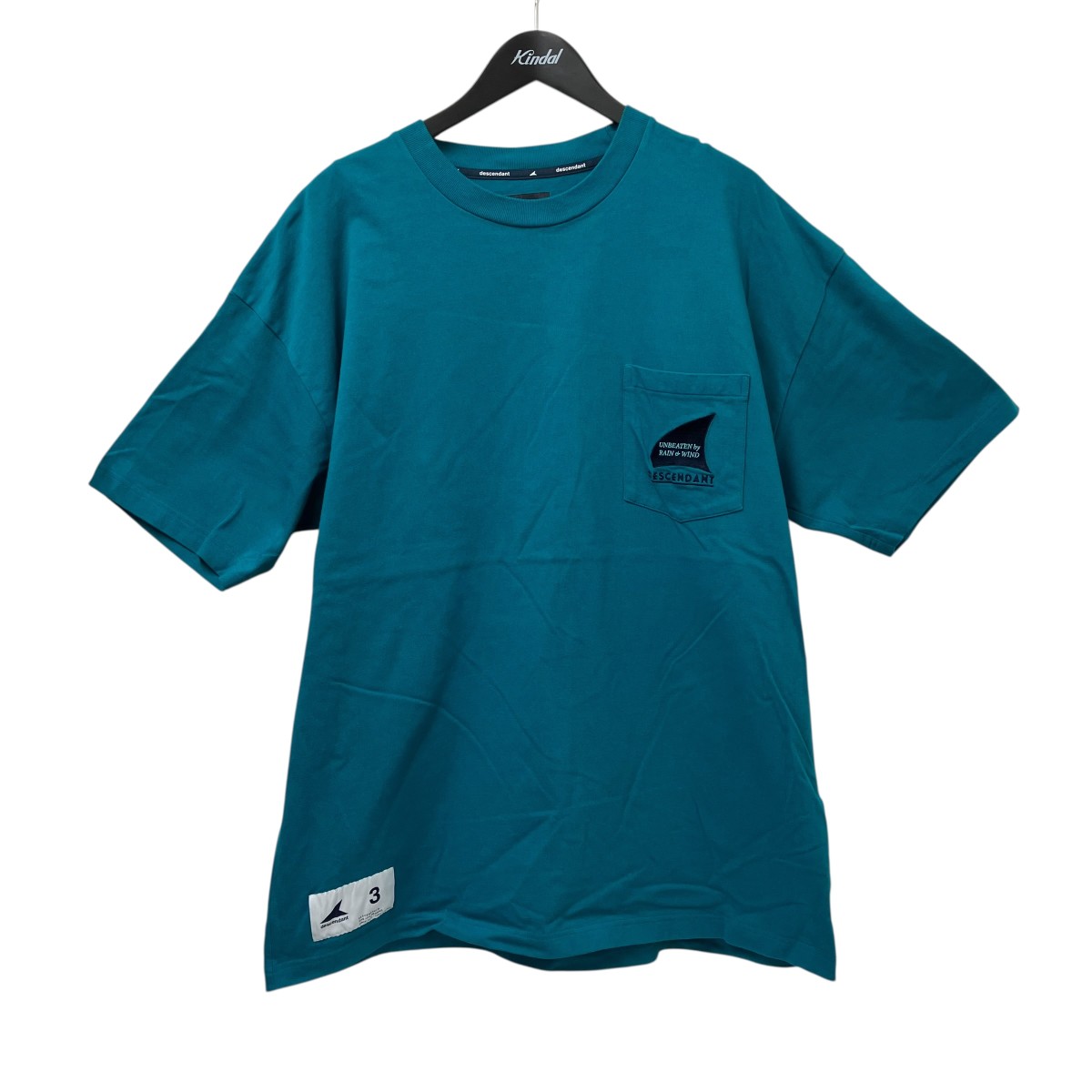 【中古】DESCENDANT GENNAKER ORGANIC COTTON CROP SS 衣嚢ティーシャツ 青色 大いさ：3 【220426】（ディセンダント） メンズファッション-Tシャツ・カットソー