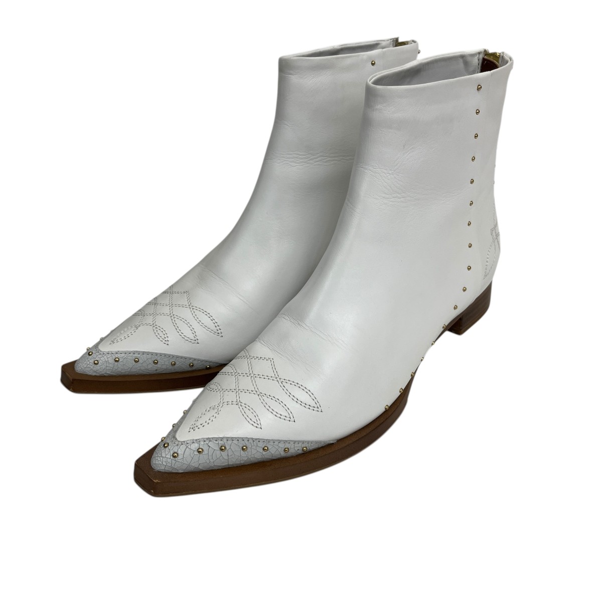 【中古】thyme バックジップブーツ ホワイト サイズ：38 【220426】（タイム）