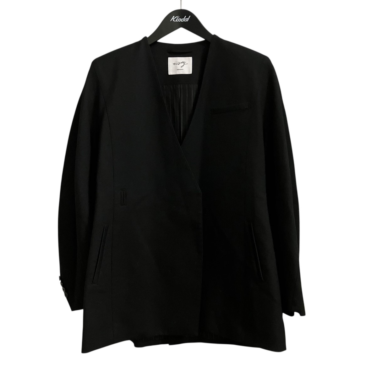 【中古】AKIRA NAKA 22AWBelted collarless jacket ノーカラーテ-ラードジャケット WW2202-BK ブラック サイズ:2 【220426】(アキラナカ)|ブランド古着のカインドオル