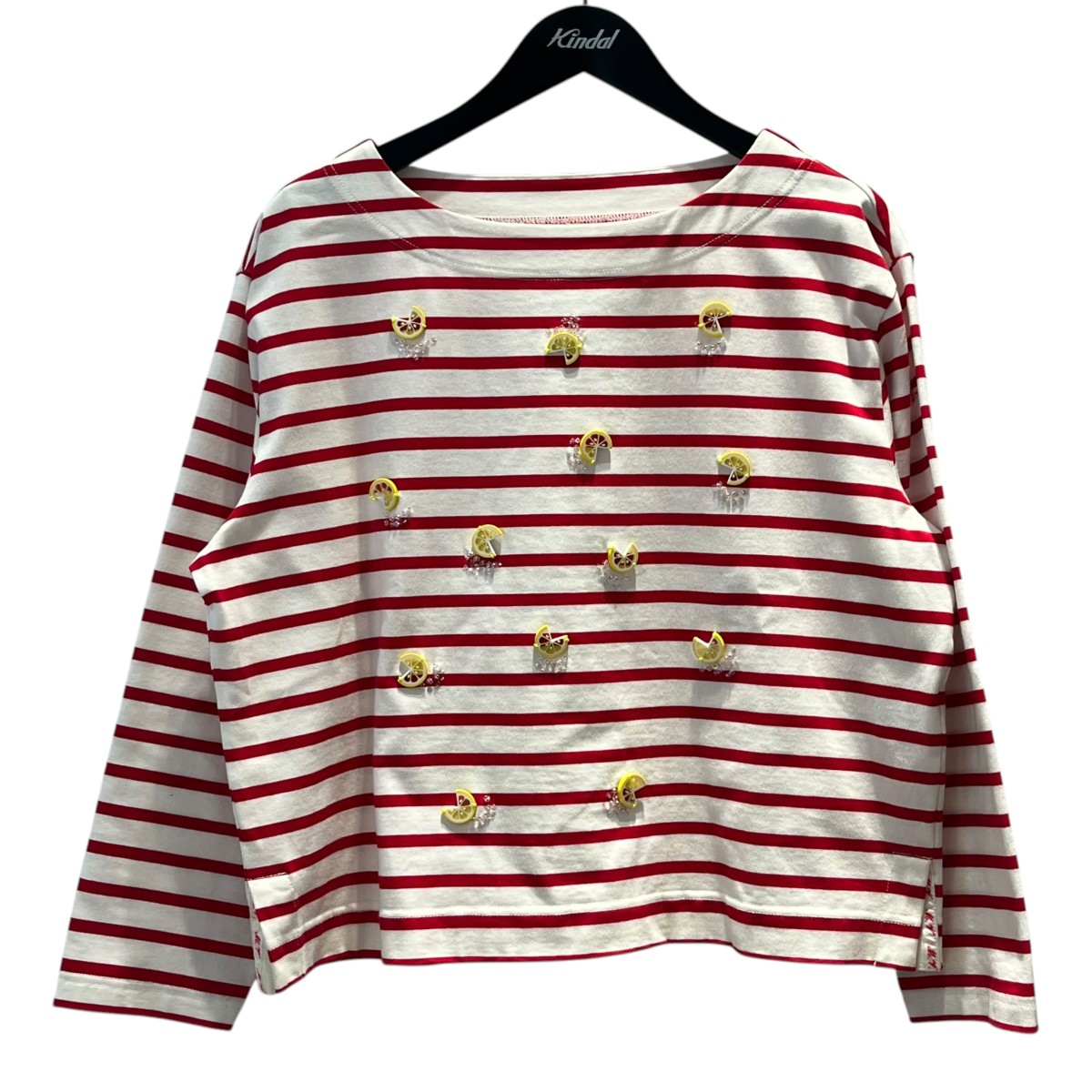 【中古】MUVEIL 檸檬かざり付ける ボーダーカットソー MA254UTS004 白いこと×赤いこと 大きさ：38 【220426】（ミュベール）