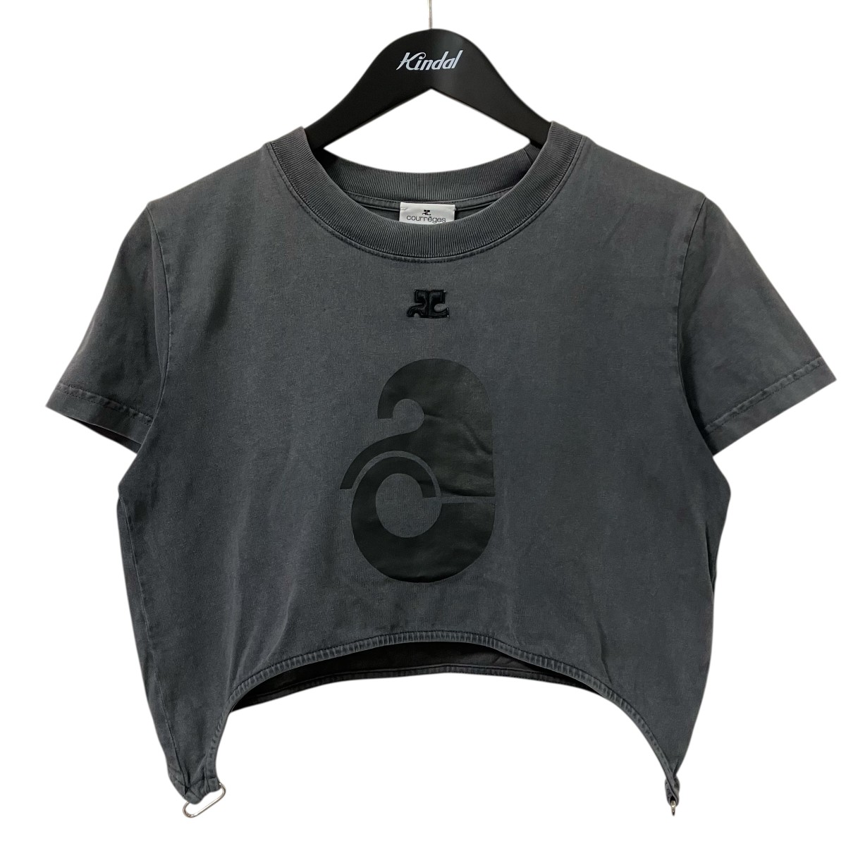 【中古】courreges クロップド丈Tシャツ 123JTO142JS0058B061 グレー サイズ：S 【230426】（クレージュ）