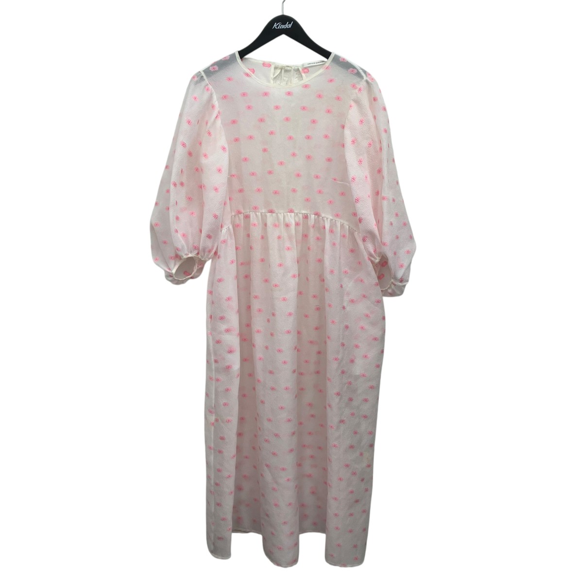 【中古】Cecilie Bahnsen 花柄シアーワンピース 白いこと×サクラ色 大きさ：UK10 【230426】（セシリーバンセン）