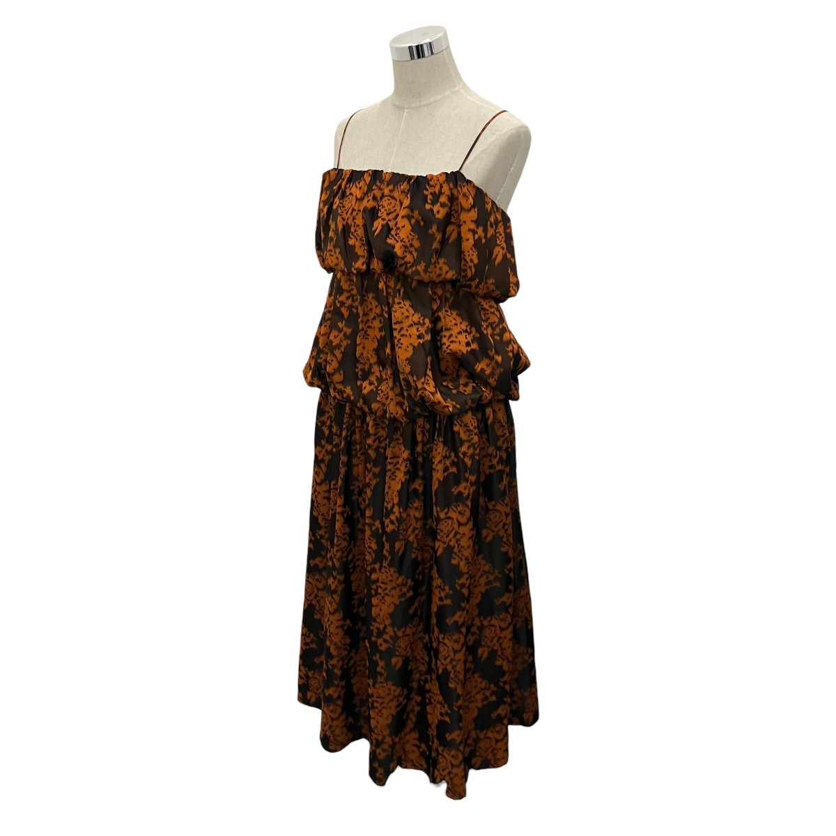 【中古】BELPER 【IKUKURU JACQUARD DRESS】 ドレス 1611-0422JQ オレンジ×ブラウン サイズ：F 【230426】（ベルパー）