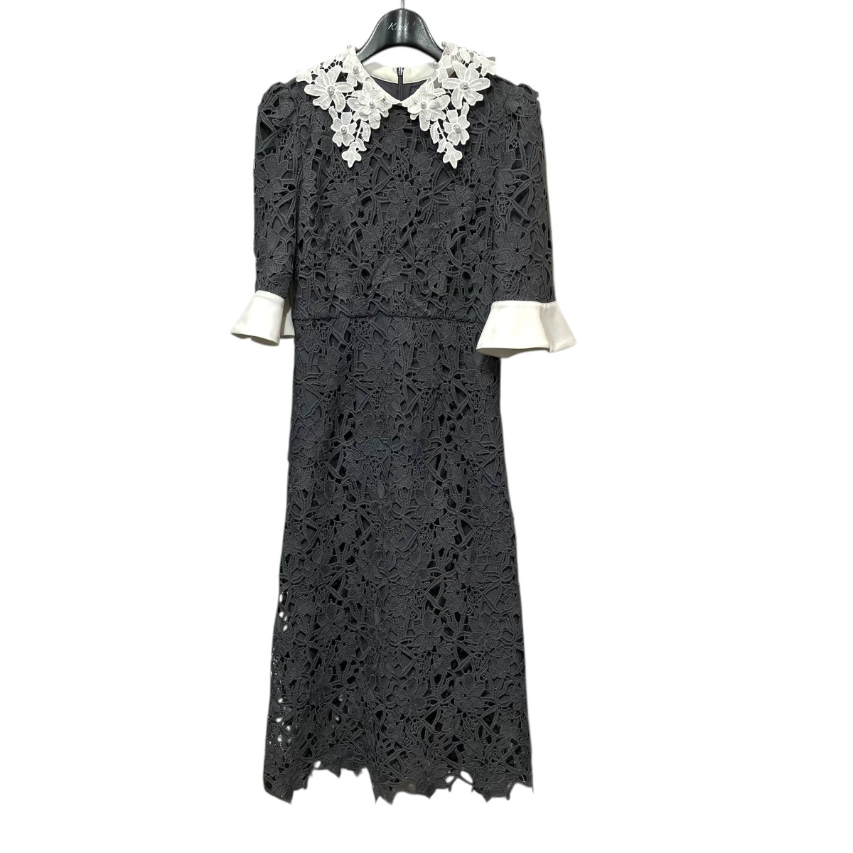 【中古】LEJA花柄レースカラースパンコールAラインワンピースドレス LJES423237 グレー サイズ：S【価格見直し】｜ブランド古着のカインドオル