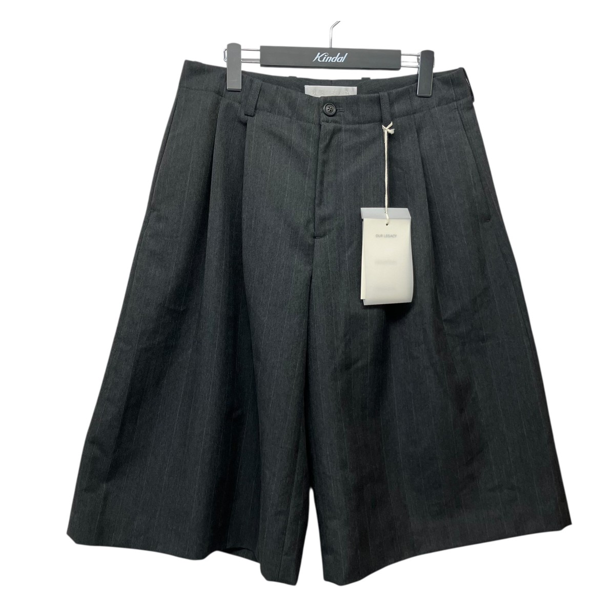 【中古】OUR LEGACY 26SS「SPLIT SHORTS」ダブルプリーツワイドショーツ シャークピンストライプヘリンボーン 大きさ：46 【230426】（アワーレガシー）