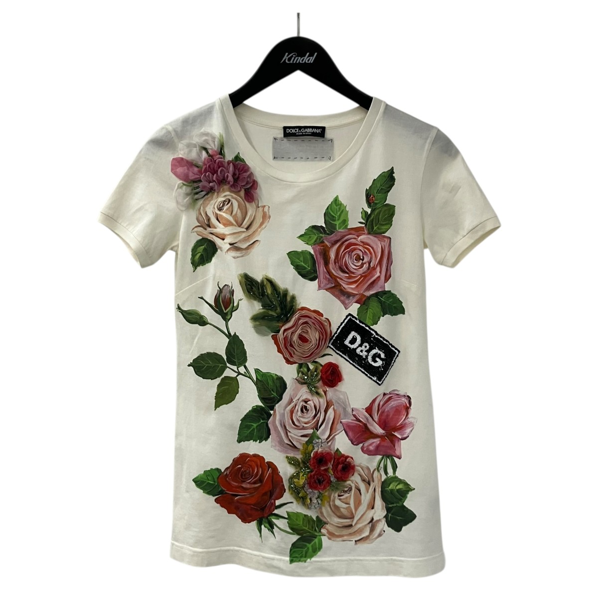 【中古】DOLCE ＆ GABBANA ローズプリントTシャツ ホワイト サイズ：36 【240426】（ドルチェアンドガッバーナ）