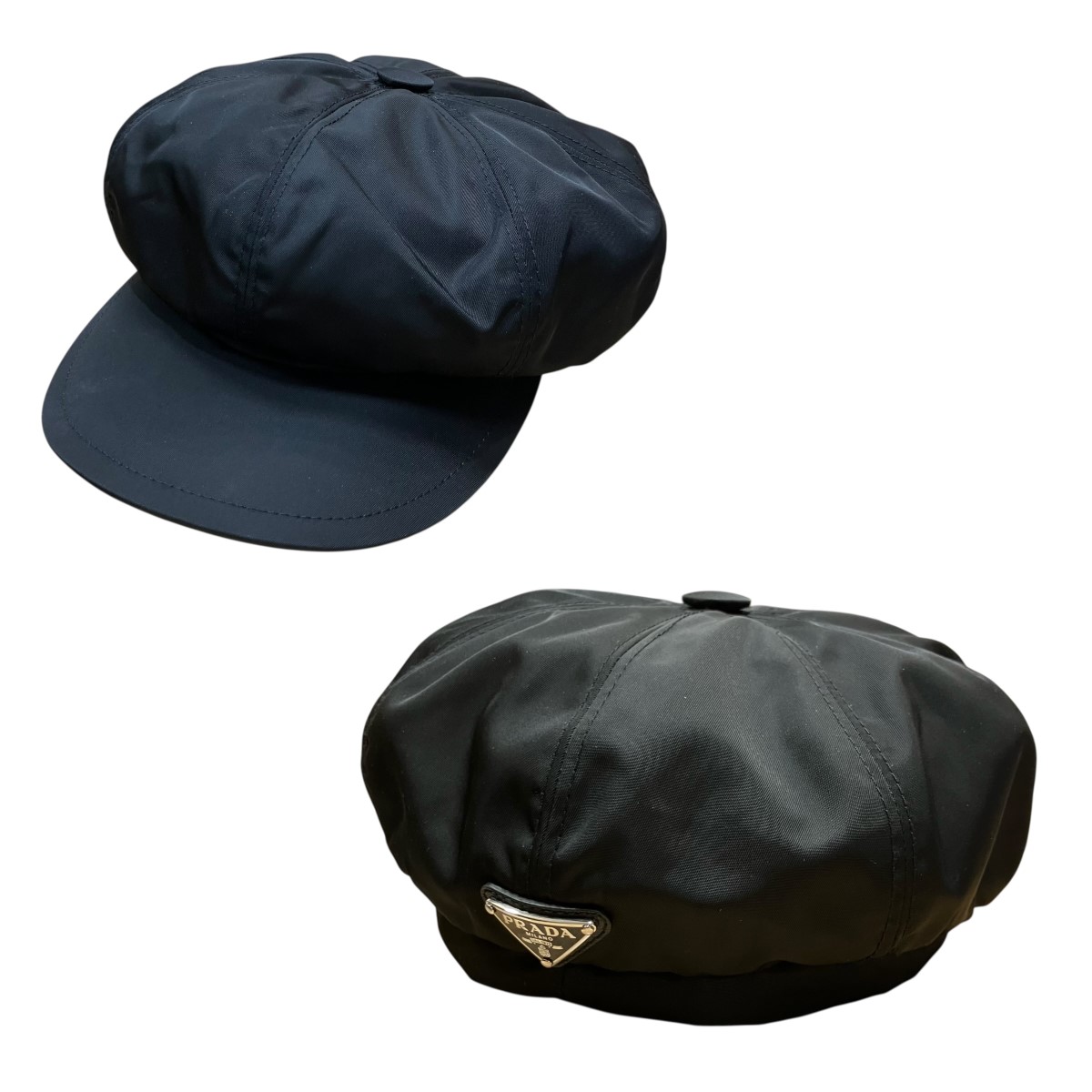 【中古】PRADA エコナイロン 三角形お皿 キャスケット 黒いこと 大いさ：S 【240426】（プラダ）