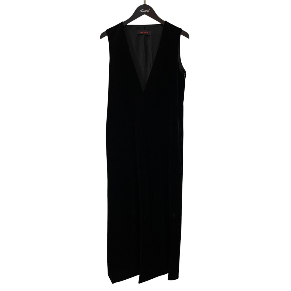 【中古】CABaNソフトベロア Vネックロングワンピース ノースリーブワンピース 39-06-14-06002 ブラック サイズ:Free【価格見直し】|ブランド古着のカインドオル