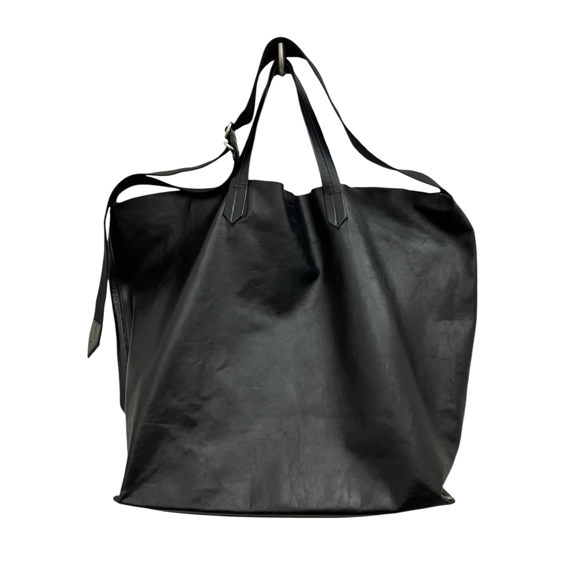 【中古】JIL SANDER 【TAPE TOTE】 なめし革2WAY御徒面子 黒いこと 【260426】（ジルサンダー）