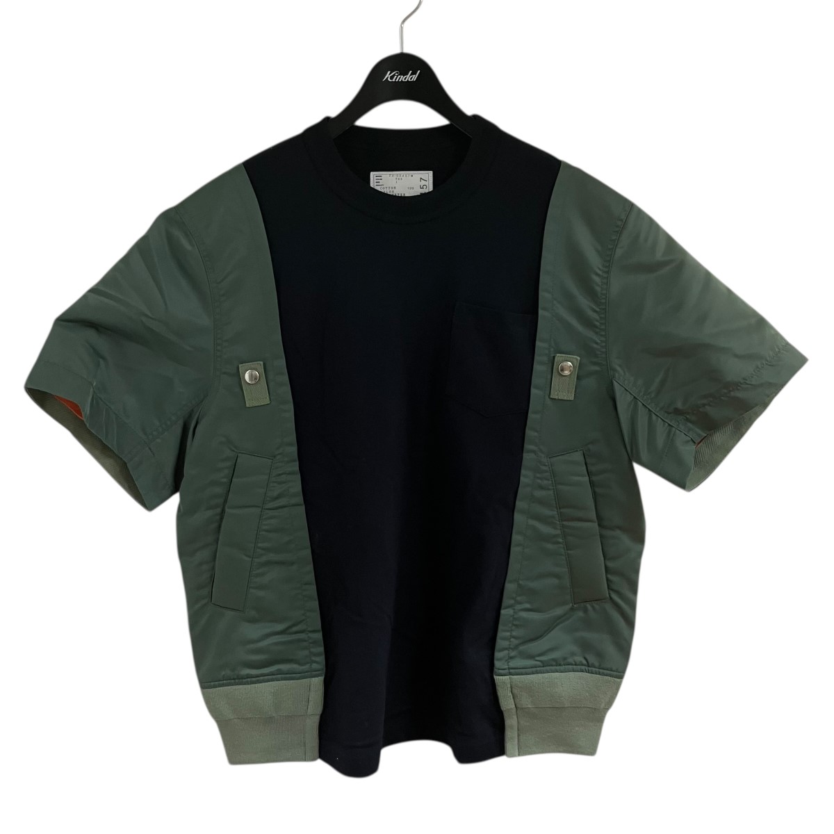 【中古】sacai ナイロンうつり変わりプルオーバー 黒いこと×カーキ 大きさ：1 【260426】（サカイ）
