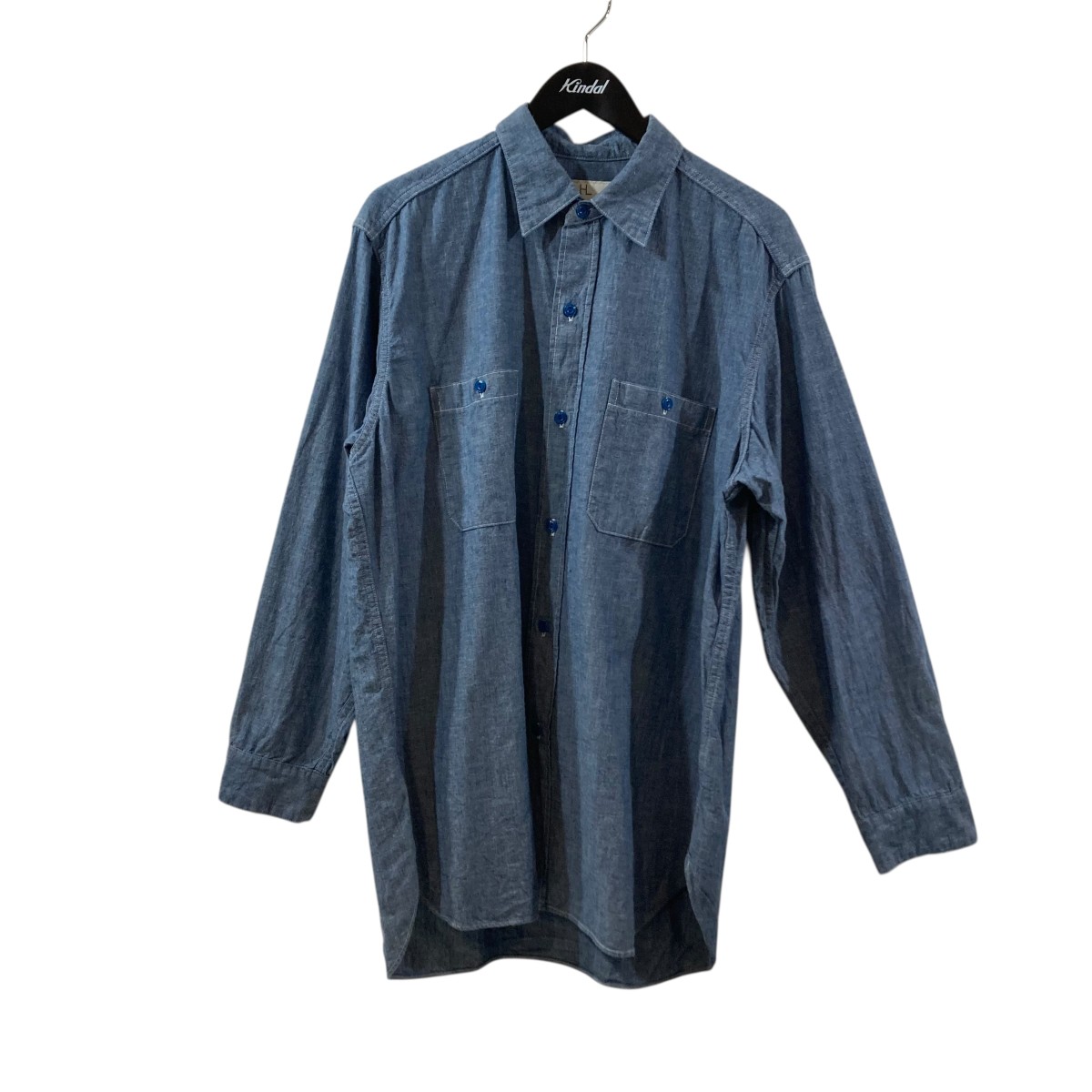 【中古】HERILL U．S．N CHAMBRAY SHIRT 長袖プルオーバー 25-050-HL-8000-30 天の原青色 大きさ：2 【270426】（ヘリル）