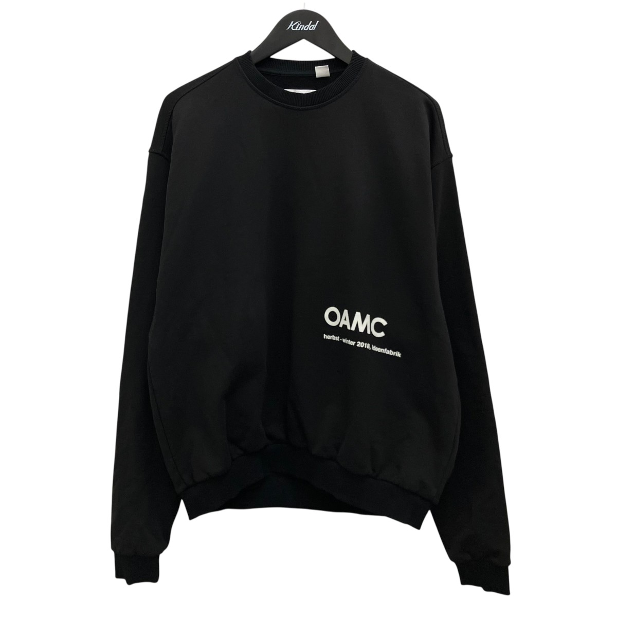【中古】OAMC ロゴプリントクルーネックスウェット OAYN700167 黒いこと 大きさ：SMALL 【280426】（オーエーエムシー）