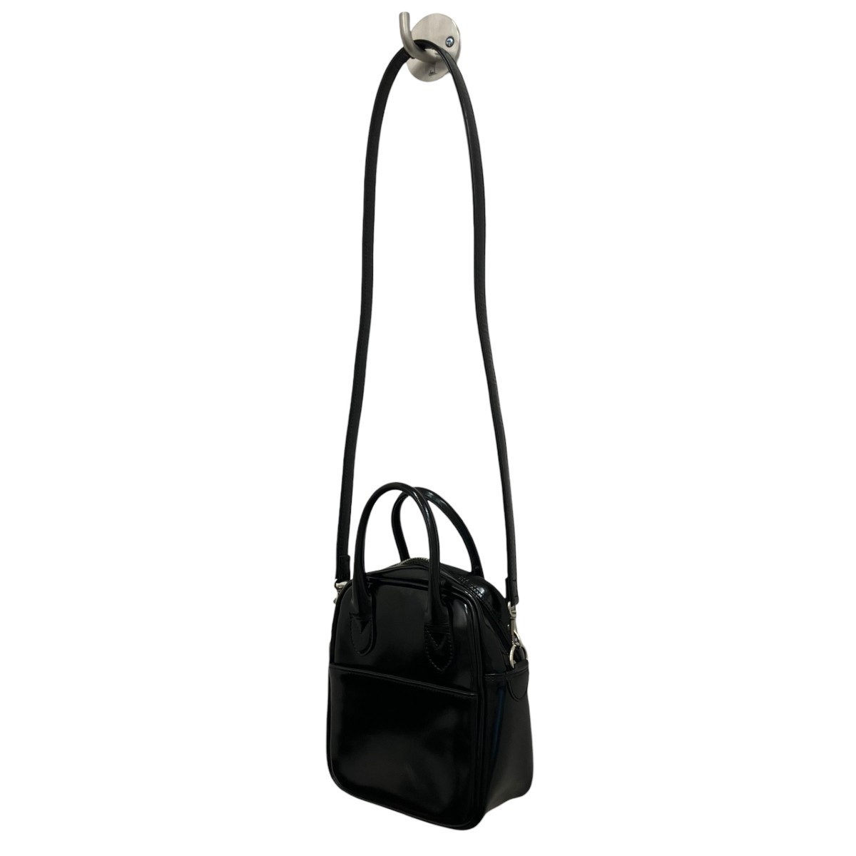 【中古】COMME des GARCONS パテントレザー2WAYミニハンドバッグ KZ-K 262 ブラック 【280426】（コムデギャルソン）
