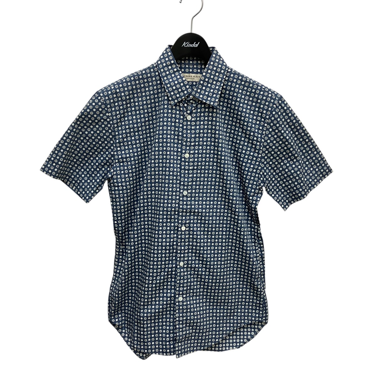 【中古】BURBERRY 総柄 絹地混半袖プルオーバー 米国海軍×白いこと 大きさ：S 【290426】（赤ちょうちんバリー）