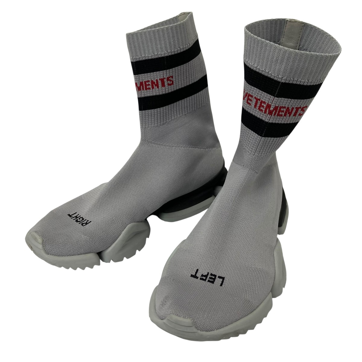 【中古】\u003cBR\u003eVETEMENTS×REEBOK\u003cBR\u003e17AWCREW SOCK RUNNERE香港制限事項 ハイカットスニーカー 薄墨色 大きさ：28糎\u003cBR\u003e【通貨価値思いなおす】
