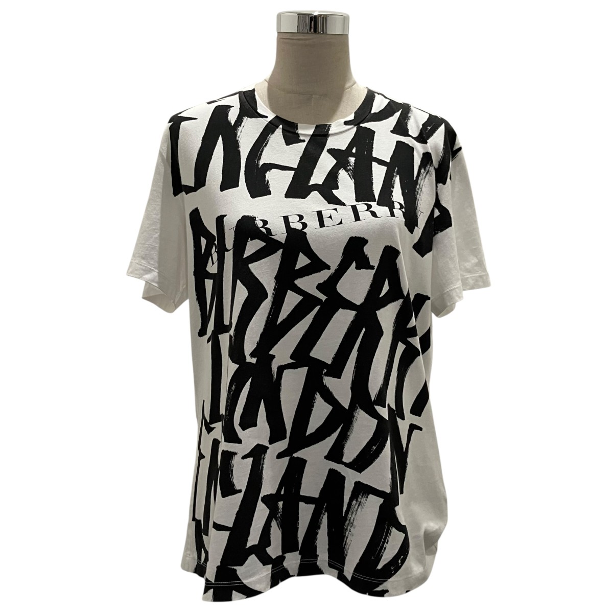 【中古】BURBERRYレタリングTシャツ 4073735 ホワイト&times;ブラック サイズ：M【価格見直し】｜ブランド古着のカインドオル