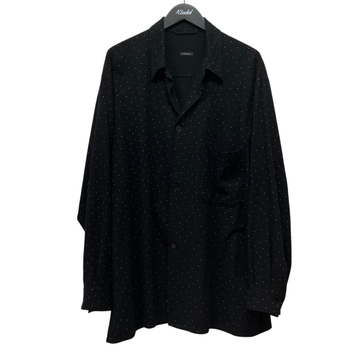 【中古】COMOLI 24SS シルクノイルドットシャツジャケット Z01-01209 黒いこと 大いさ：2 【270526】（コモリ）