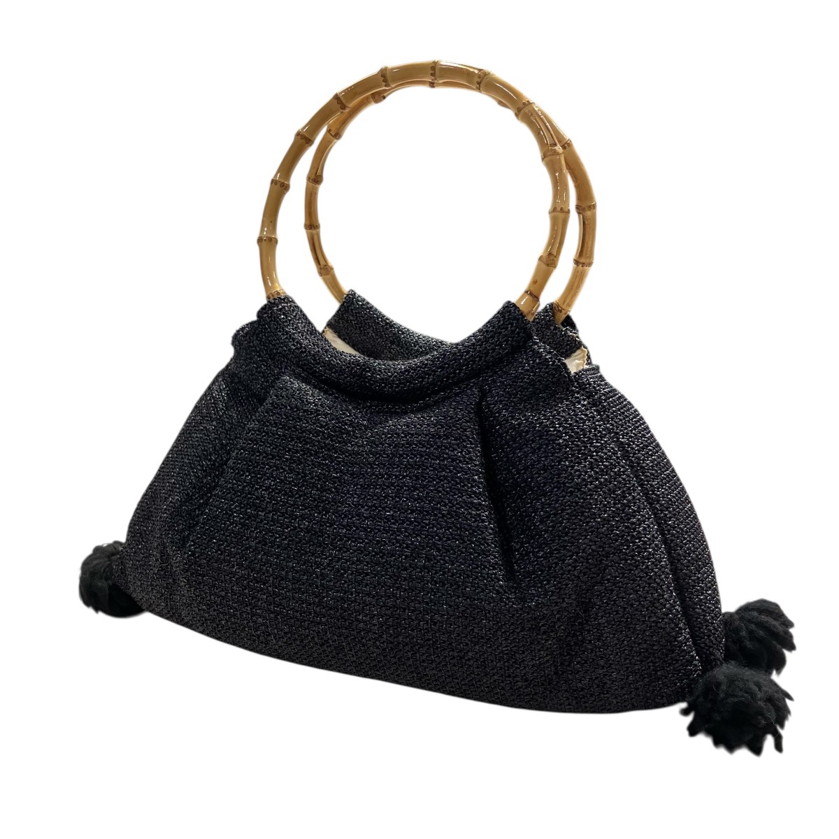 【中古】tricot COMME des GARCONS バンブーハンドル トートバッグ TR-K 201 黒いこと 大きさ：書きとどめるなし 【290426】（トリココムデギャルソン）