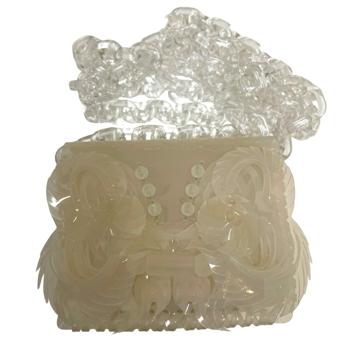 【中古】mame kurogouchi Transparent Sculptural Micro Chain Bag ショルダーバッグ MM15-AC097SS ホワイト 【290426】（マメクロゴウチ）