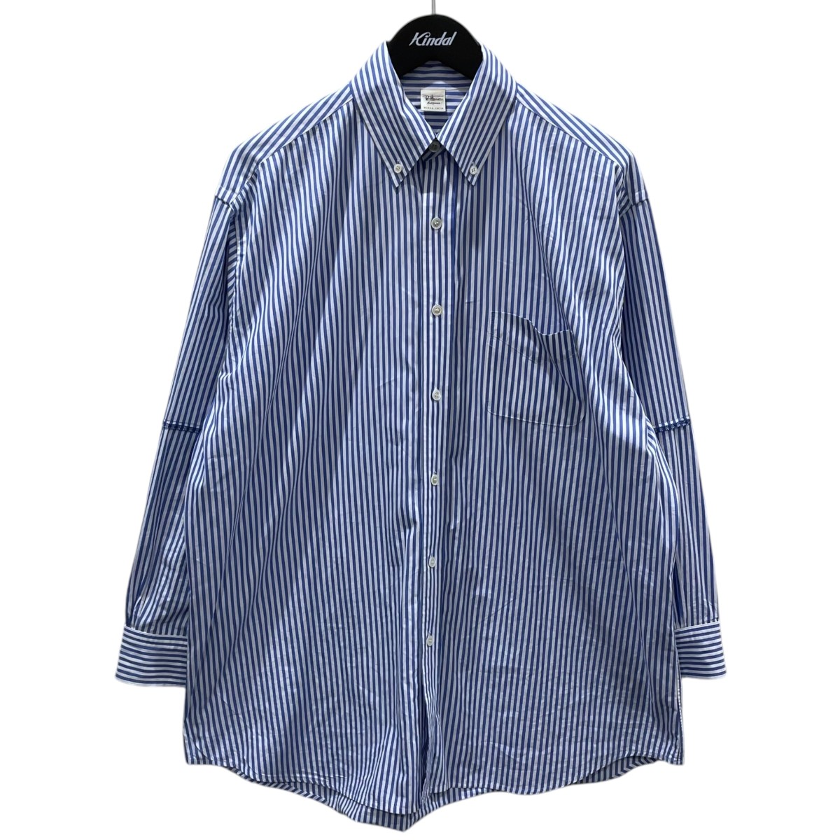 【中古】Ron Herman 21SS 縞模様柄ビッグシルエットボタンダウンシャツ Too Big Striped Shirt トゥービッグ 縞模様プルオーバー 3510700171 青色・白いこと 大きさ：無償性大きさ 【300426】（ロンハーマン）