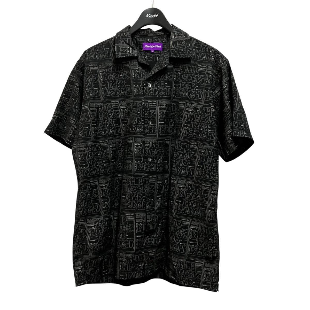 【中古】BlackEyePatch PRIORITY LABEL S／S RAYON SHIRT 総柄プルオーバー 黒いこと 大きさ：M 【300426】（ブラックアイパッチ）