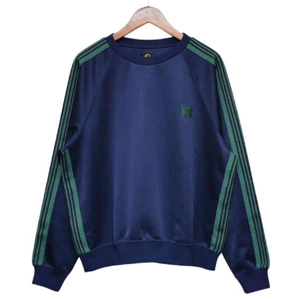 【中古】Needles Track Crew Neck Shirt トラッククルーネックシャツ ジャージ スウェット MR516 ネイビー×グリーン サイズ:S 【300426】(ニードルズ)|ブランド古着のカインドオル