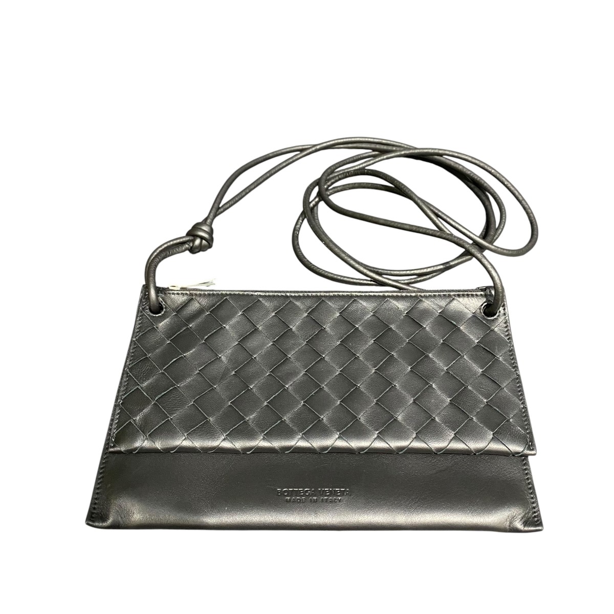 【中古】BOTTEGA VENETA イントレチャートショルダーバッグ 黒いこと 【300426】（ボッテガヴェネタ）