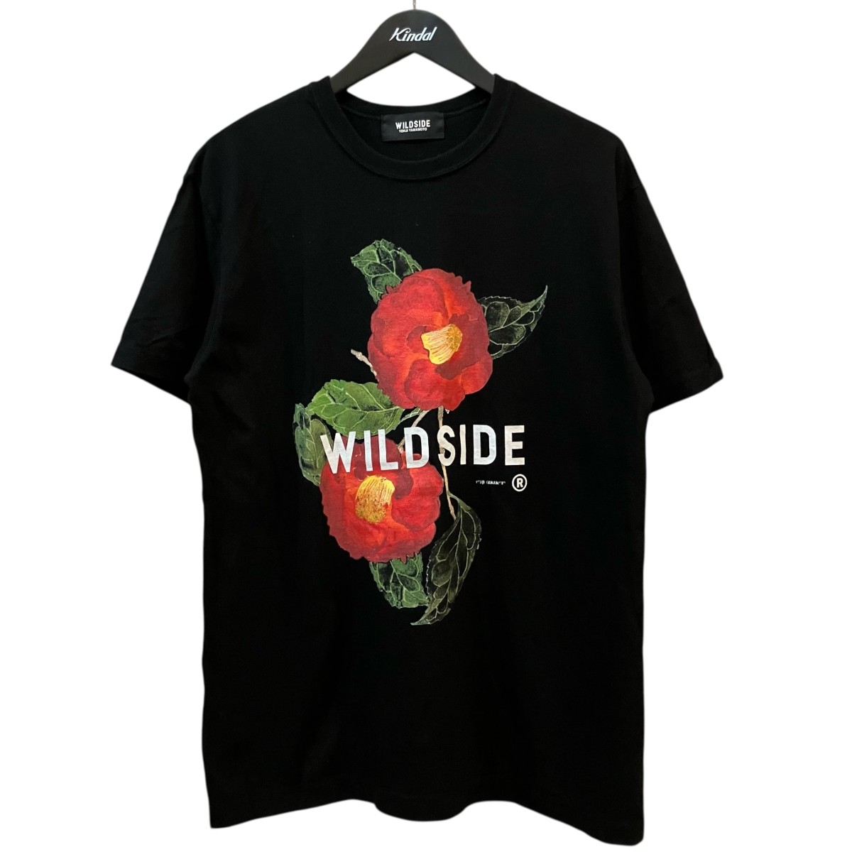 【中古】WILDSIDE yohji yamamoto 「CAMELLIA T-shirt」 カメリア刷り上げるティーシャツ WJ T69 003 黒いこと 大いさ：3 【010526】（ワイルドサイドヨウジヤマモト） Tシャツ・カットソー-メンズファッション